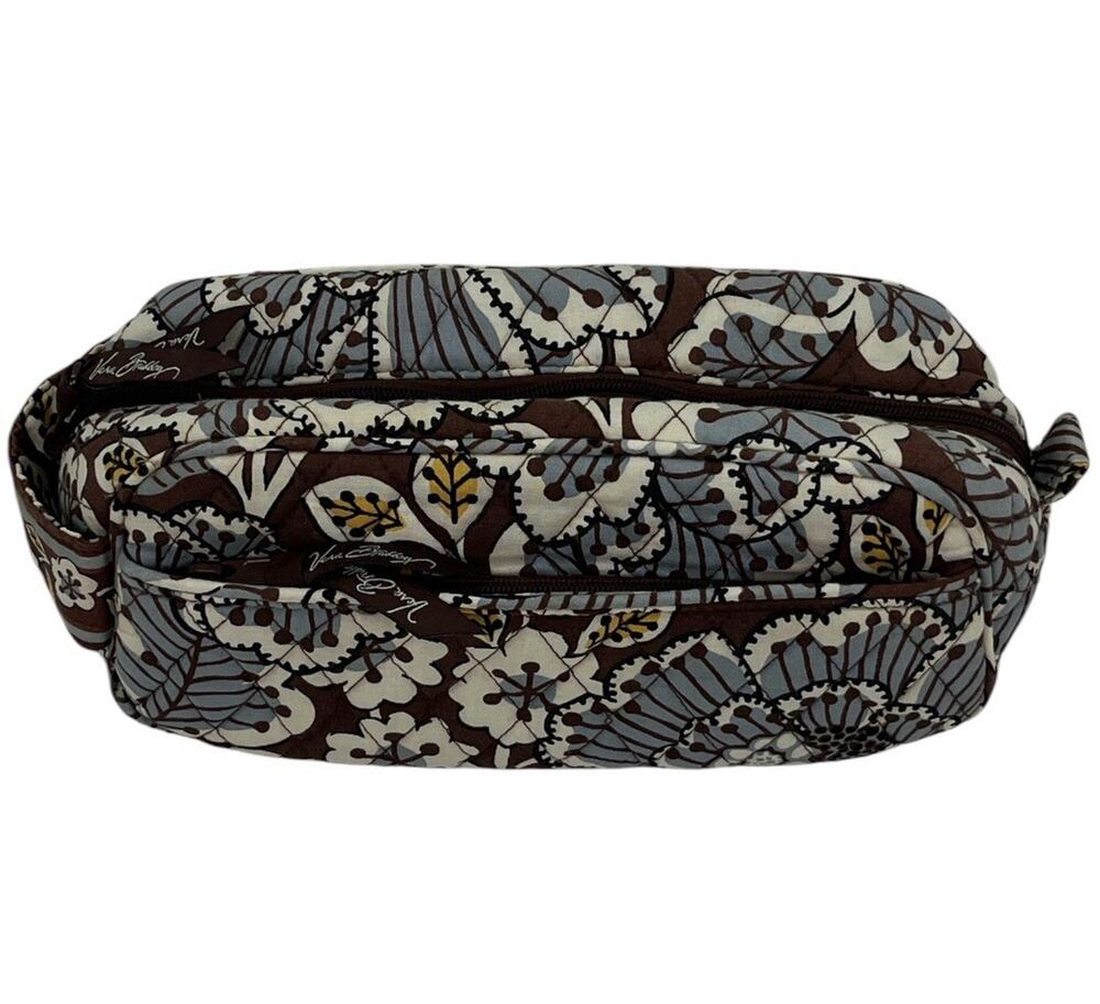 Vera Bradley Cosmetic Bag Slate Blooms Pattern w/ Plastic Lining Discontinued
